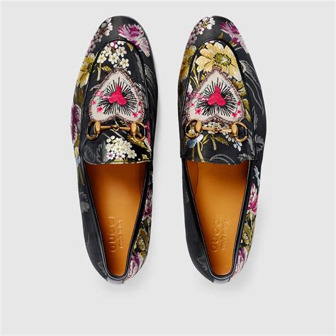 gucci loafer floral|Gucci jordaan fur loafer.